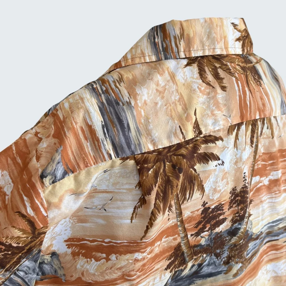 Kolekole Hawaiian Shirt Brown Vintage 70s Medium